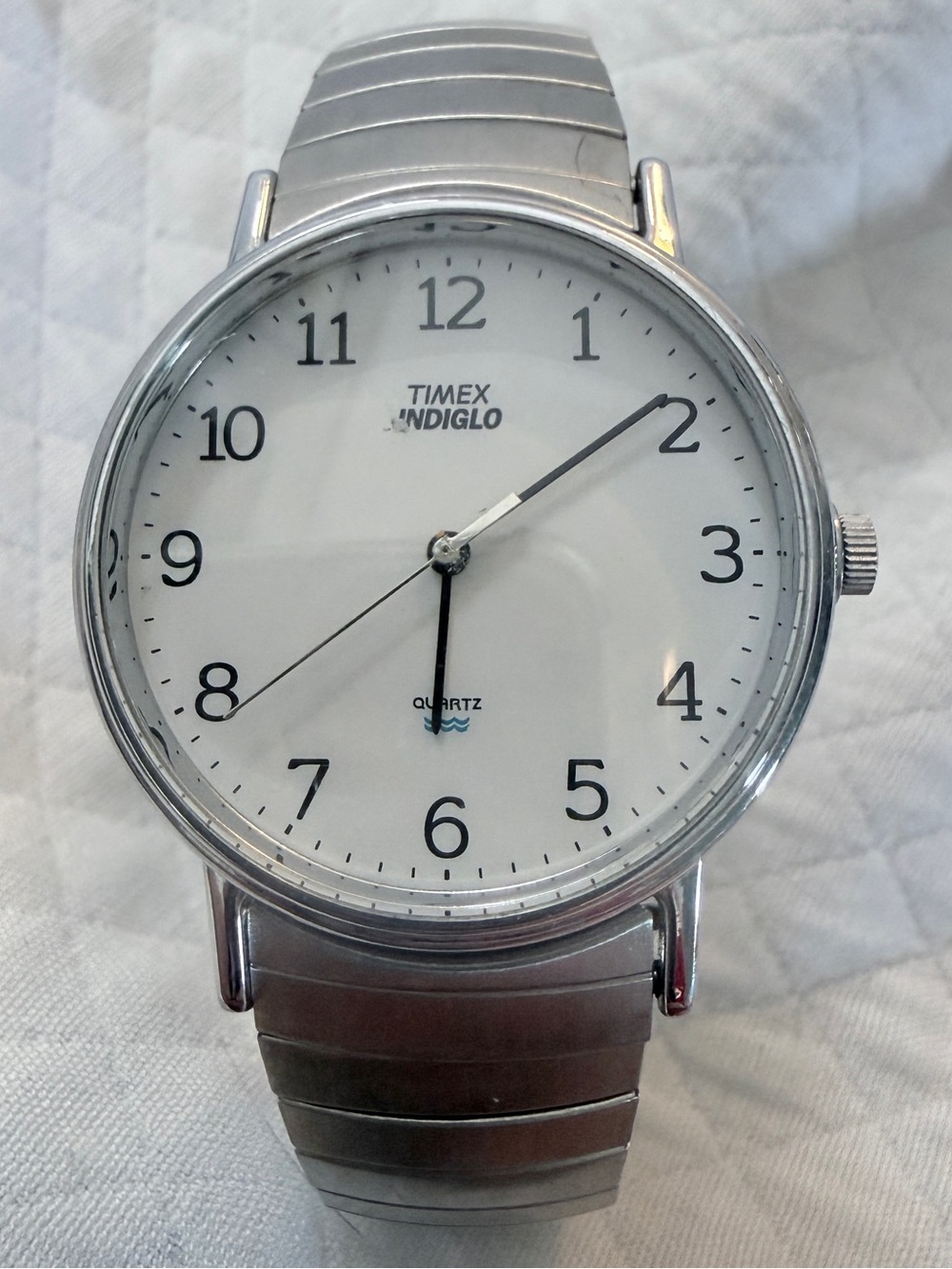 Timex Indiglo Easy Reader Quartz Watch Silver Tone Expansion Band CR2016